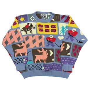 Vintage 90s novelty winter print grandma sweater